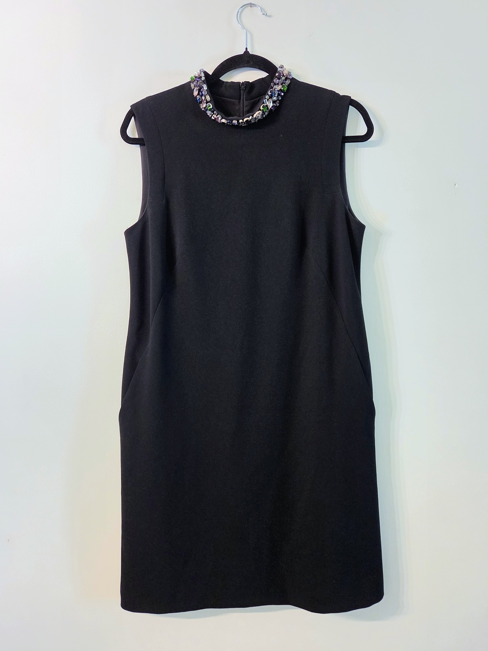 Judith & Charles Shift Dress with Embellished Neckline